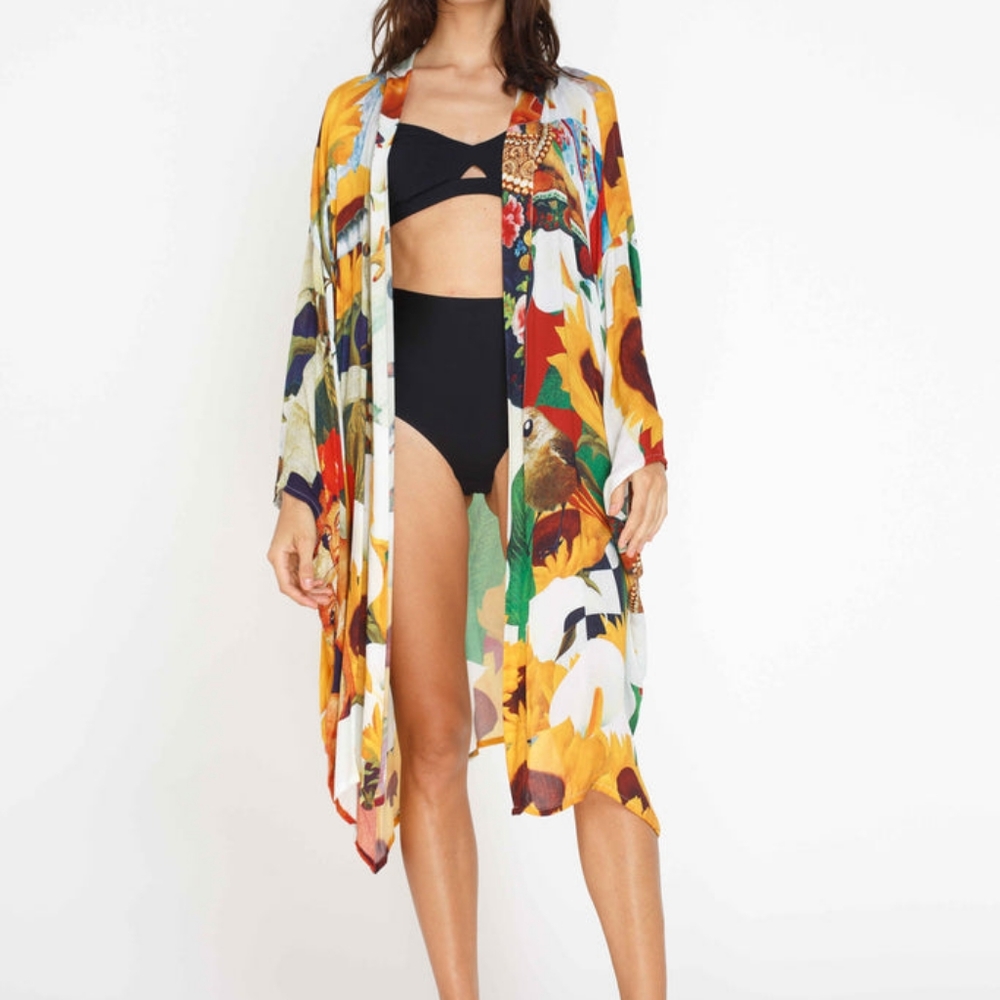 NWOT Mauricio Alpizar Madonna Short Kimono Robe Rivera Pattern Unisex
